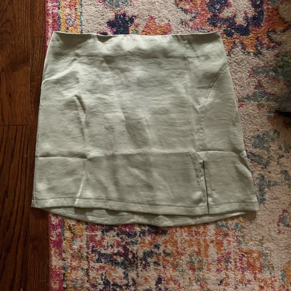 Silk mini skirt with slit